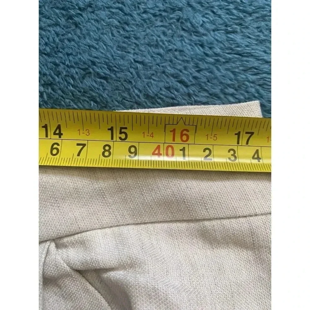 Aritzia Wilfred Allant Ecru Women's Ankle Cuff Pant 12  Buttonfly‎ linen lyocell